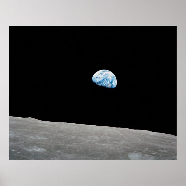Póster La Tierra Se Levanta Sobre El Horizonte Lunar. (Frente)