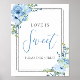 Póster La tipografía moderna el amor azul polvoriento es