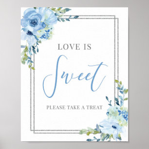 Póster La tipografía moderna el amor azul polvoriento es