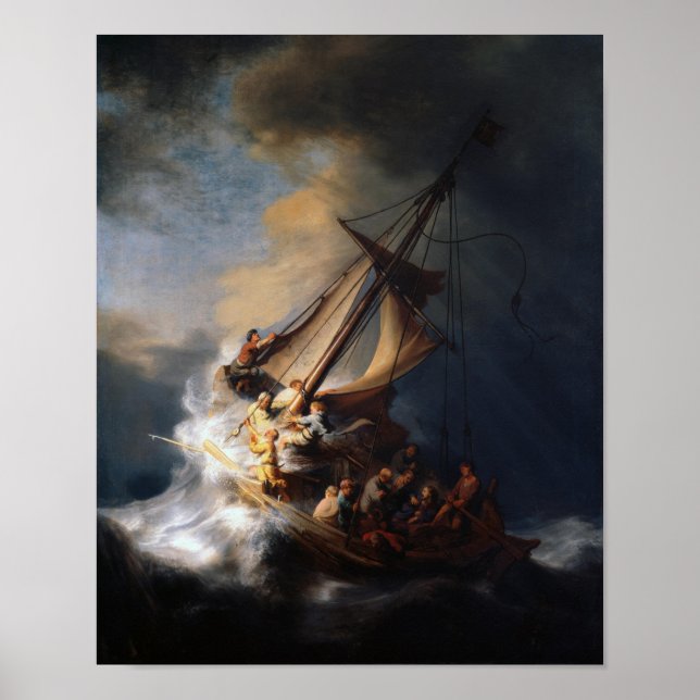 Póster La tormenta en el mar de Galilea - Rembrandt (Frente)