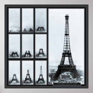 Póster La torre de Gustav Eiffel en construcción