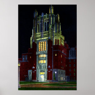 Póster La torre del hospital Iowa en la ciudad de Iowa de