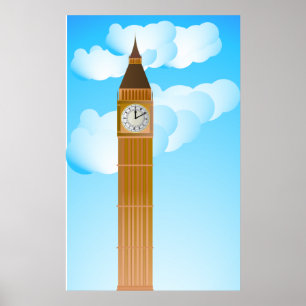 Póster La torre del reloj y el Big Ben