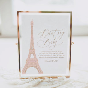 Póster La Torre Eiffel de París Baby Shower no dice Rótul