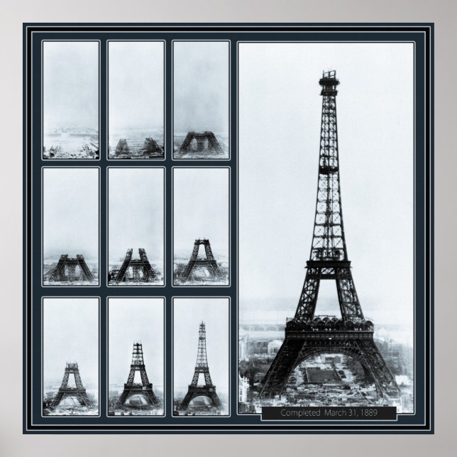 Póster La Torre Eiffel en construcción (Frente)