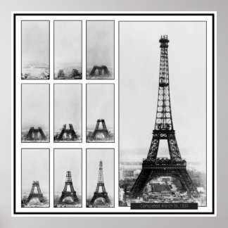 Póster La Torre Eiffel en construcción