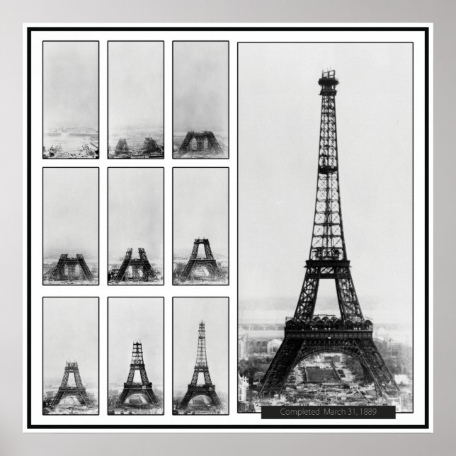 Póster La Torre Eiffel en construcción (Frente)