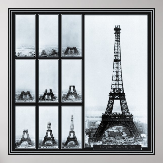 Póster La Torre Eiffel en construcción (Frente)