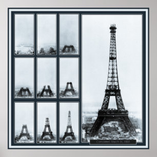 Póster La Torre Eiffel en construcción