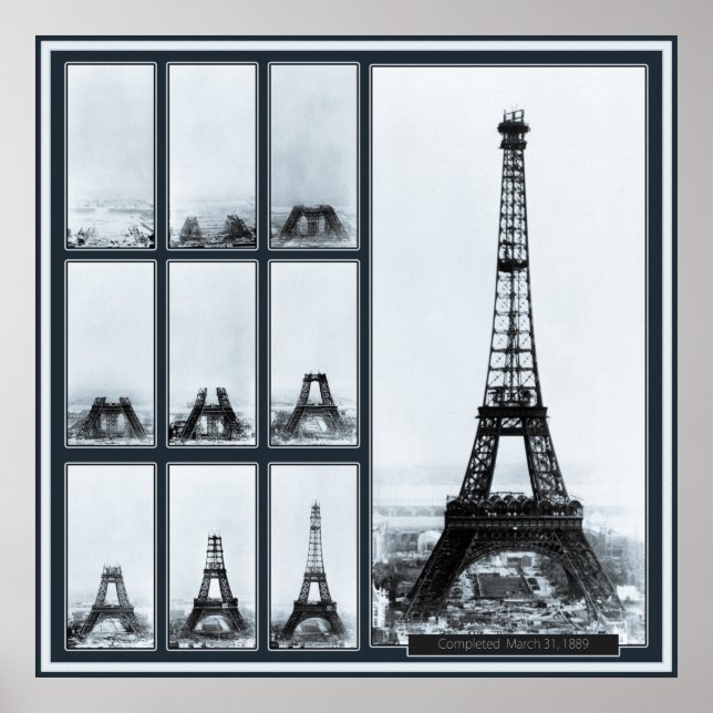 Póster La Torre Eiffel en construcción (Frente)