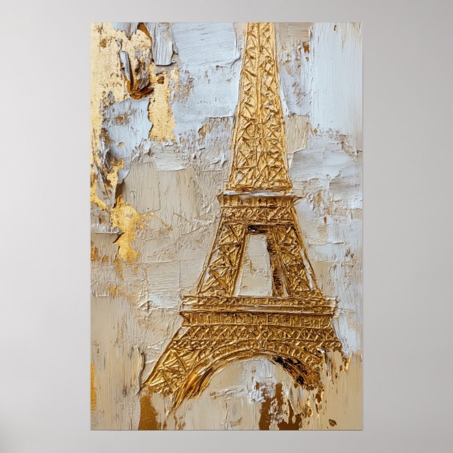 Póster La torre Eiffel en oro (Frente)