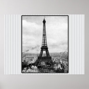 Póster La torre Eiffel en París rayó el vintage