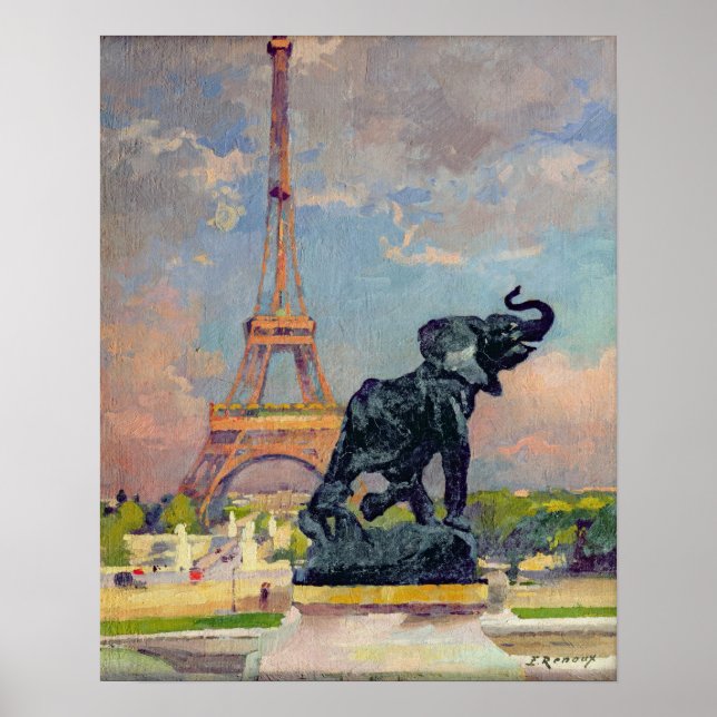 Póster La Torre Eiffel y el Elefante de Fremiet (Frente)