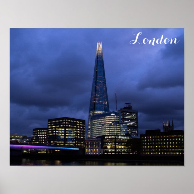 Póster La torre Shard de noche, Londres, Inglaterra (Frente)