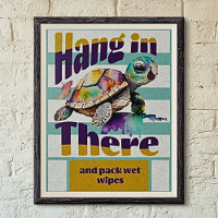 La tortuga divertida cuelga ahí motivador