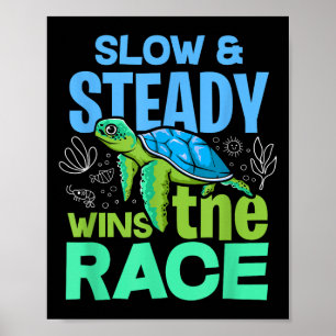 Póster La Tortuga Lenta Y Constante Gana La Carrera
