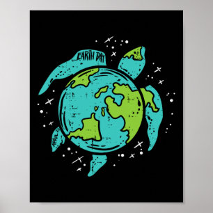Póster La tortuga marina del Día de la Tierra salva a nue