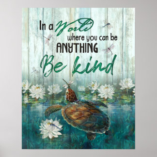 Póster La tortuga sea amable, Inspiradora y motivadora