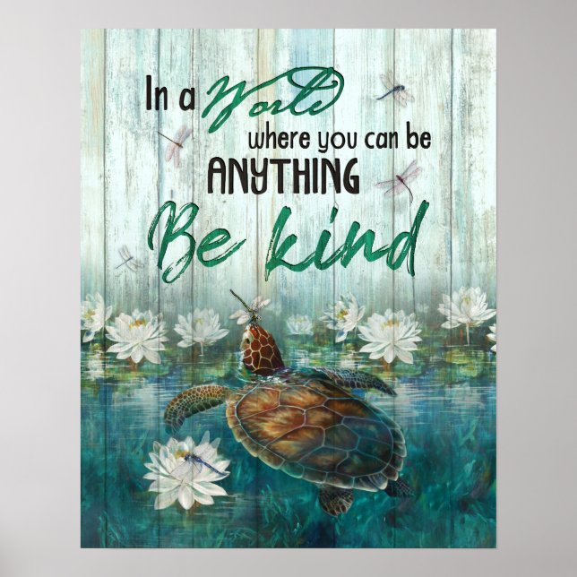 Póster La tortuga sea amable, Inspiradora y motivadora (Frente)