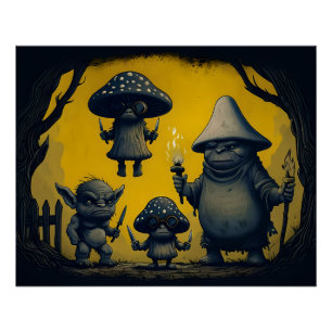 Póster La Travesura de la Nightshade: Duendes de Hongos E