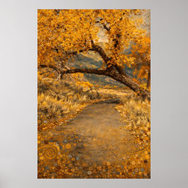 Póster La trayectoria dorada inspirada en Klimt