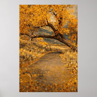 Póster La trayectoria dorada inspirada en Klimt