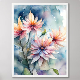 Póster la tristeza de la pintura floral sigue siendo eleg