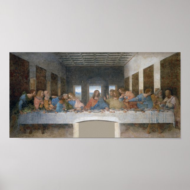Póster La última cena, Leonardo da Vinci, 1495-1498 (Frente)
