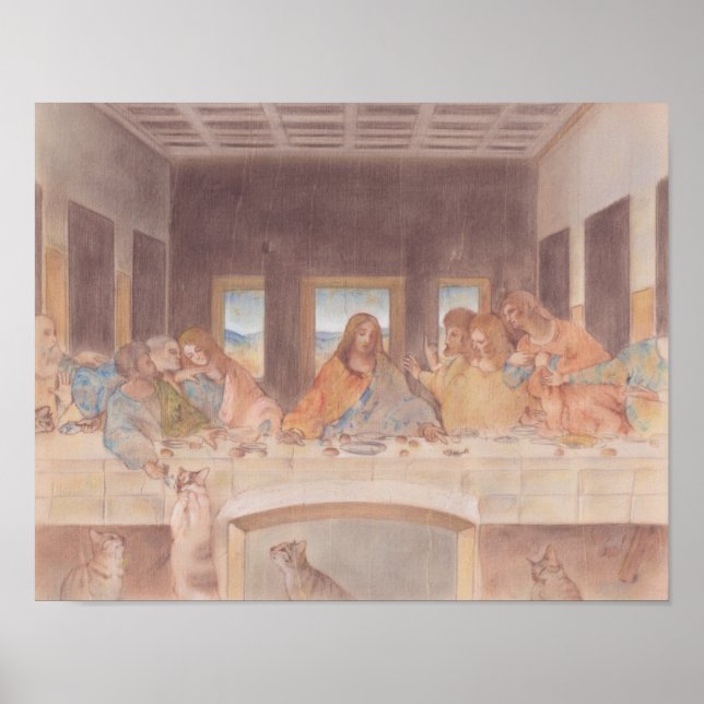 Póster La última cena y el gato Leonardo da Vinci (Frente)