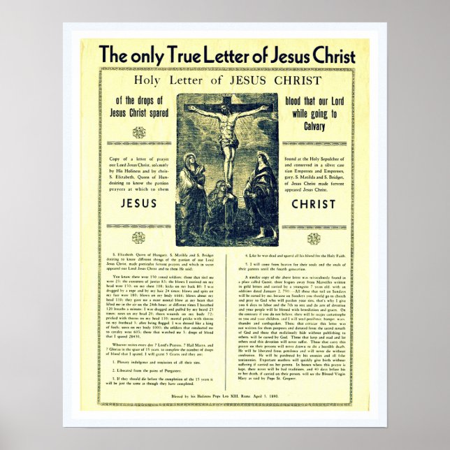 Póster La única carta verdadera de Jesucristo (Frente)
