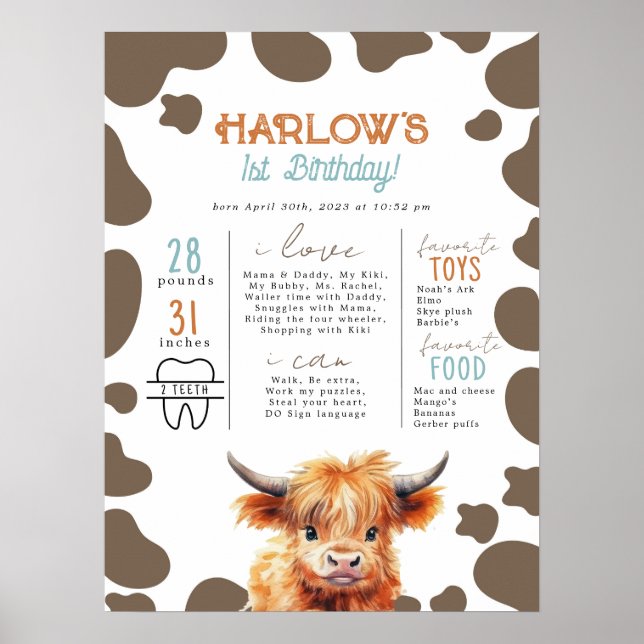 Póster La vaca en el Highland Mi primer aniversario de ro (Frente)