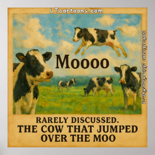 Póster La vaca saltó sobre la Moo – Carrito de granja cap
