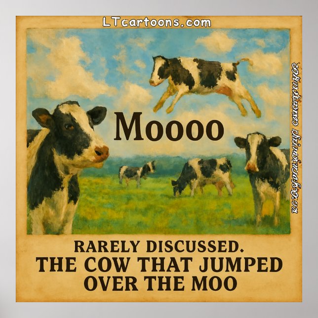 Póster La vaca saltó sobre la Moo – Carrito de granja cap (Frente)