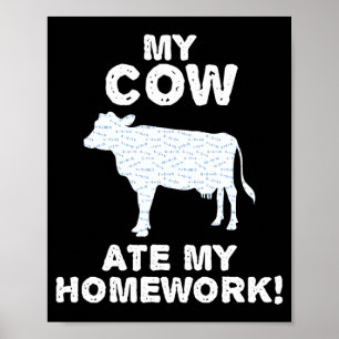 Póster La vaca se comió la tarea de la granja de novillas