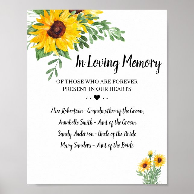 Póster La vegetación de los girasoles en el Rótulo Boda d (Frente)