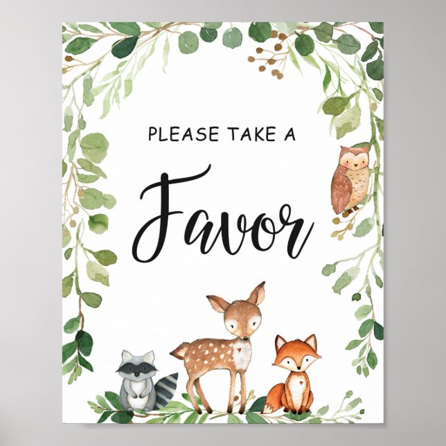 Póster La vegetación de Woodland Baby Shower favorece el  (Frente)