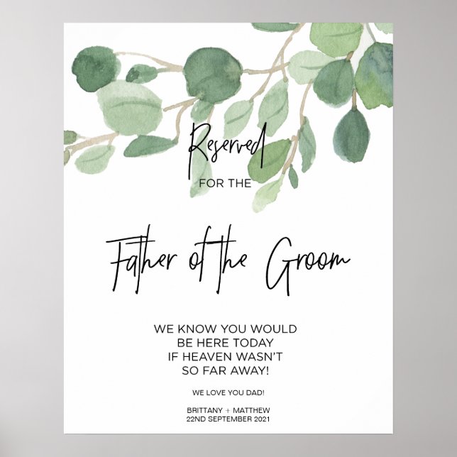 Póster La vegetación reservada para el padre del Boda del (Frente)