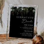 Póster La vegetación y la hoja de oro La firma negra bebe<br><div class="desc">Diseñamos este signo de color verde y de oro de las bebidas de color negro para completar su sencilla y elegante recepción de boho. Cuenta con hojas modernas de eucaliptos verdes y blancos, follaje de helecho y hojas de Relieve metalizado de oro mínimas. Estos elementos le dan un aspecto de...</div>
