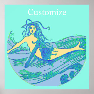 Póster La vendimia de sirena de vintage Waveried Thunder_