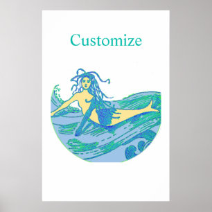 Póster La vendimia de sirena de vintage Waveried Thunder_
