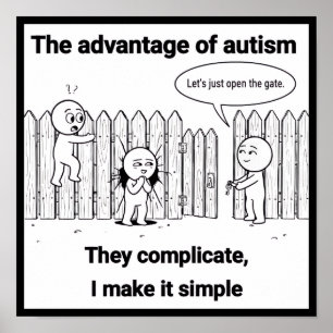 Póster La ventaja del autismo: Pensamiento simple y direc