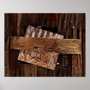 Póster La ventana de la vieja casa de madera