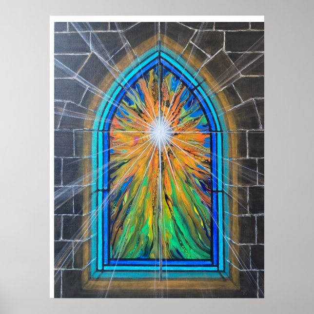 Póster La ventana de vidrio manchado de la iglesia Light  (Frente)