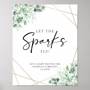 Póster La verde Eucalyptus Boda Sparkler desaparece