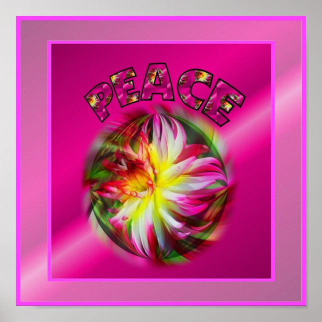 Póster La vibrante paz Dahlia Flower Inspiradora (Frente)