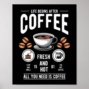 Póster La vida comienza después de la cita del café Baris