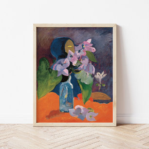 Póster La vida con flores e ídolo Paul Gauguin