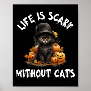 Póster La Vida Da Miedo Sin Gatos Halloween Black Cat