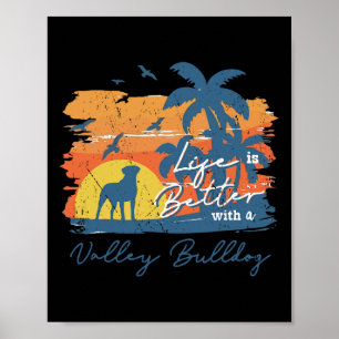 Póster La vida de bulldog es mejor usar el atardecer