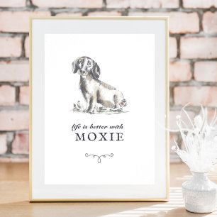 Póster La Vida De Dachshund Es Mejor Con El Nombre Del Pe